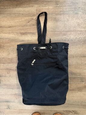 DKNY Black Nylon Drawstring Tote Backpack